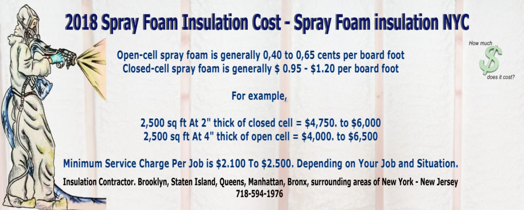 2018 How much does spray foam insulation cost Brooklyn Queens Staten Island Manhattan NYC NJ 1